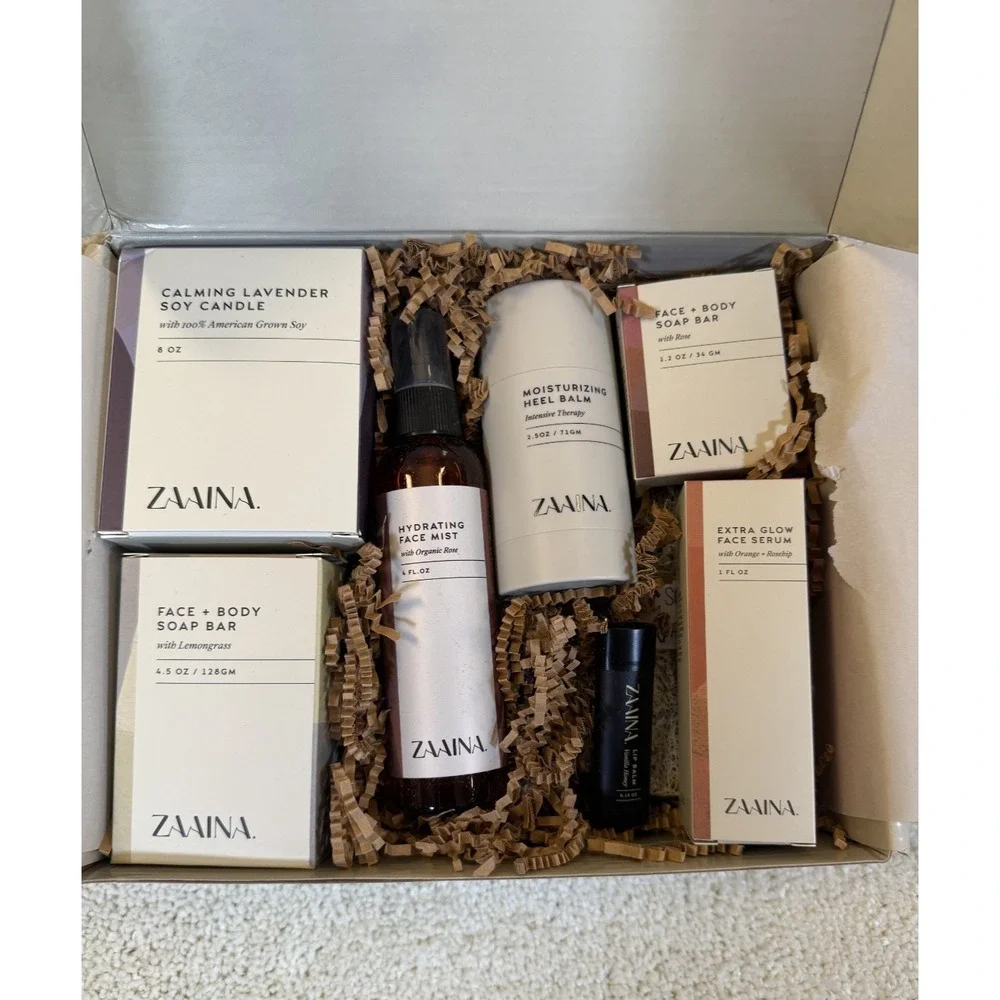 Zaaina Conscious Beauty Birthday Box‎ Soap Face Mist Face Serum Lip Balm New